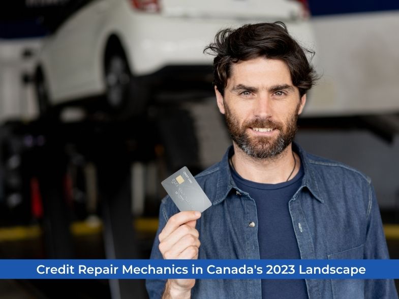 A man holding his credit card as it is essential thing for him as he is enabling himself to be ready and prepared by credit repair mechanics in the 2023 landscape.